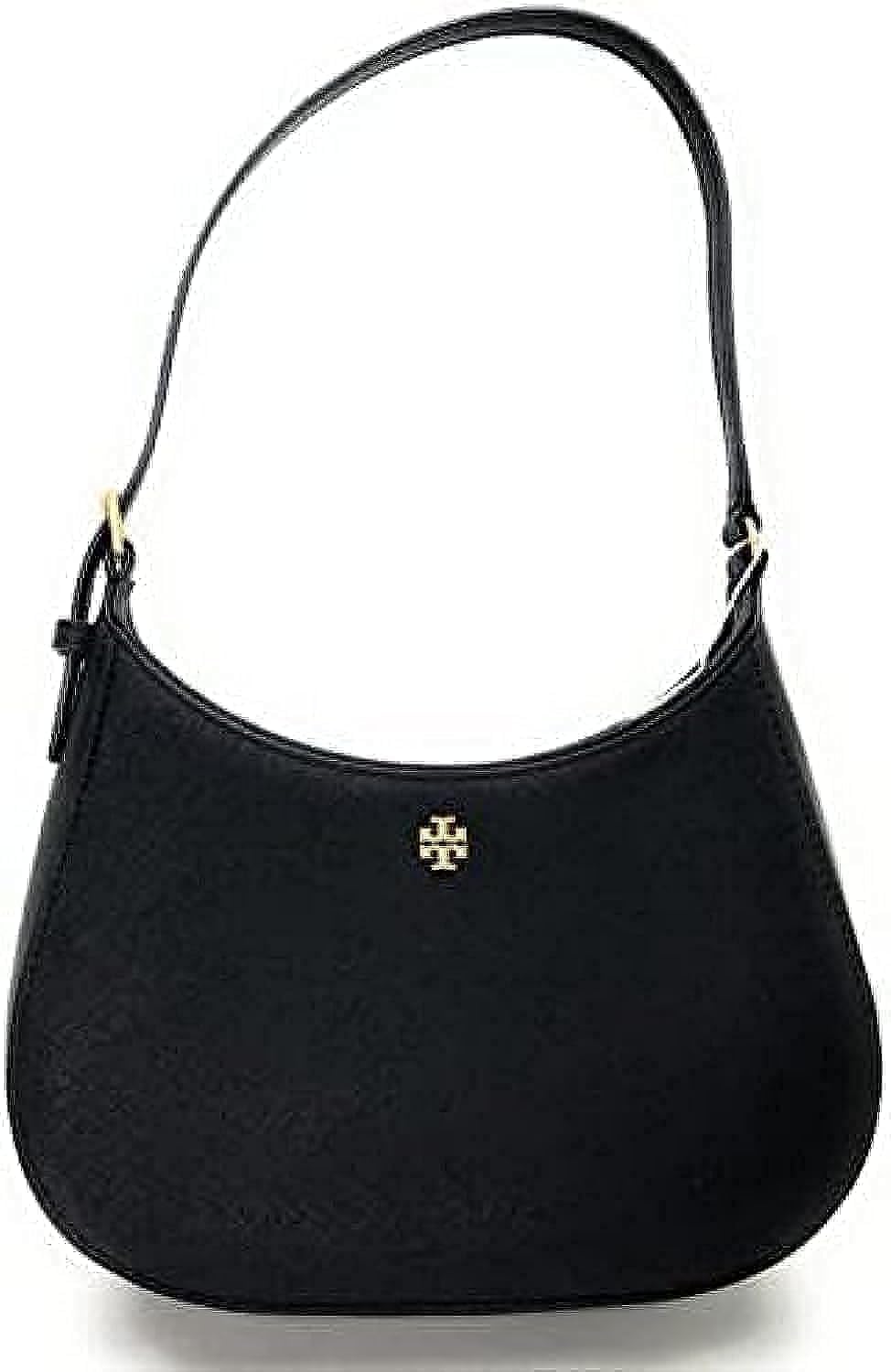 Tory Burch Women’s Emerson Zip Shoulder Bag (Black) With Gold Tone Hardware, Black