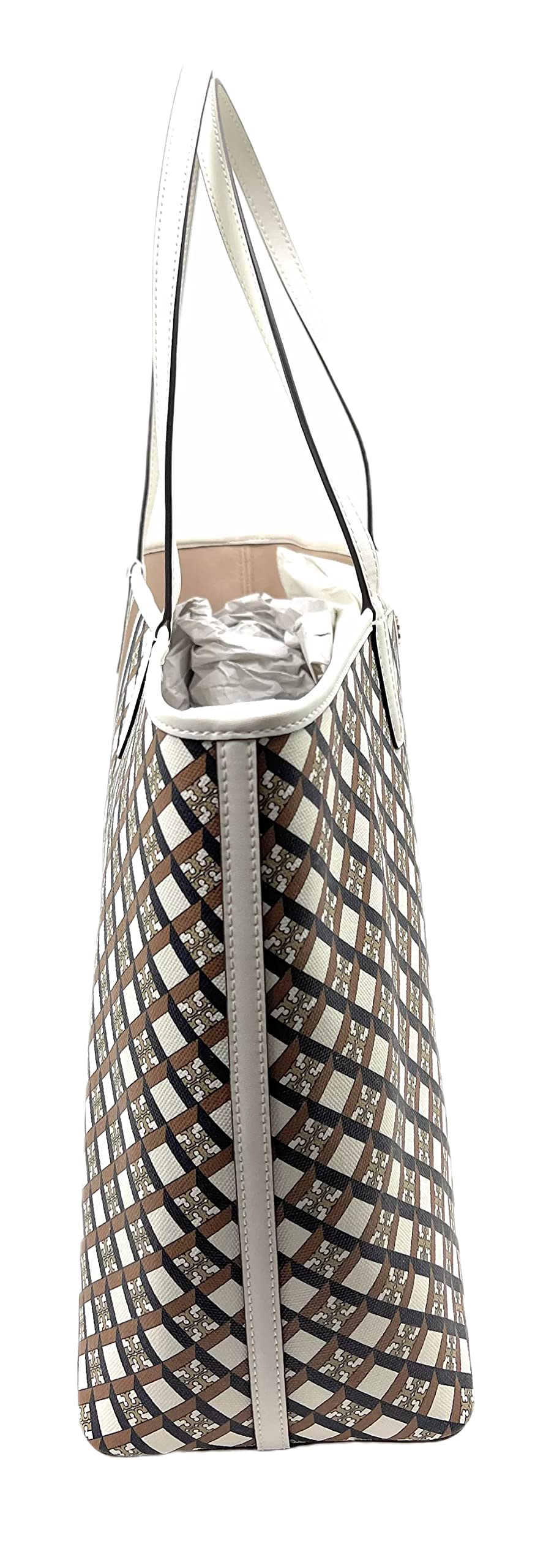 Tory Burch Large Canvas Geo Logo Tote Bag, Ivory Neutral, Large