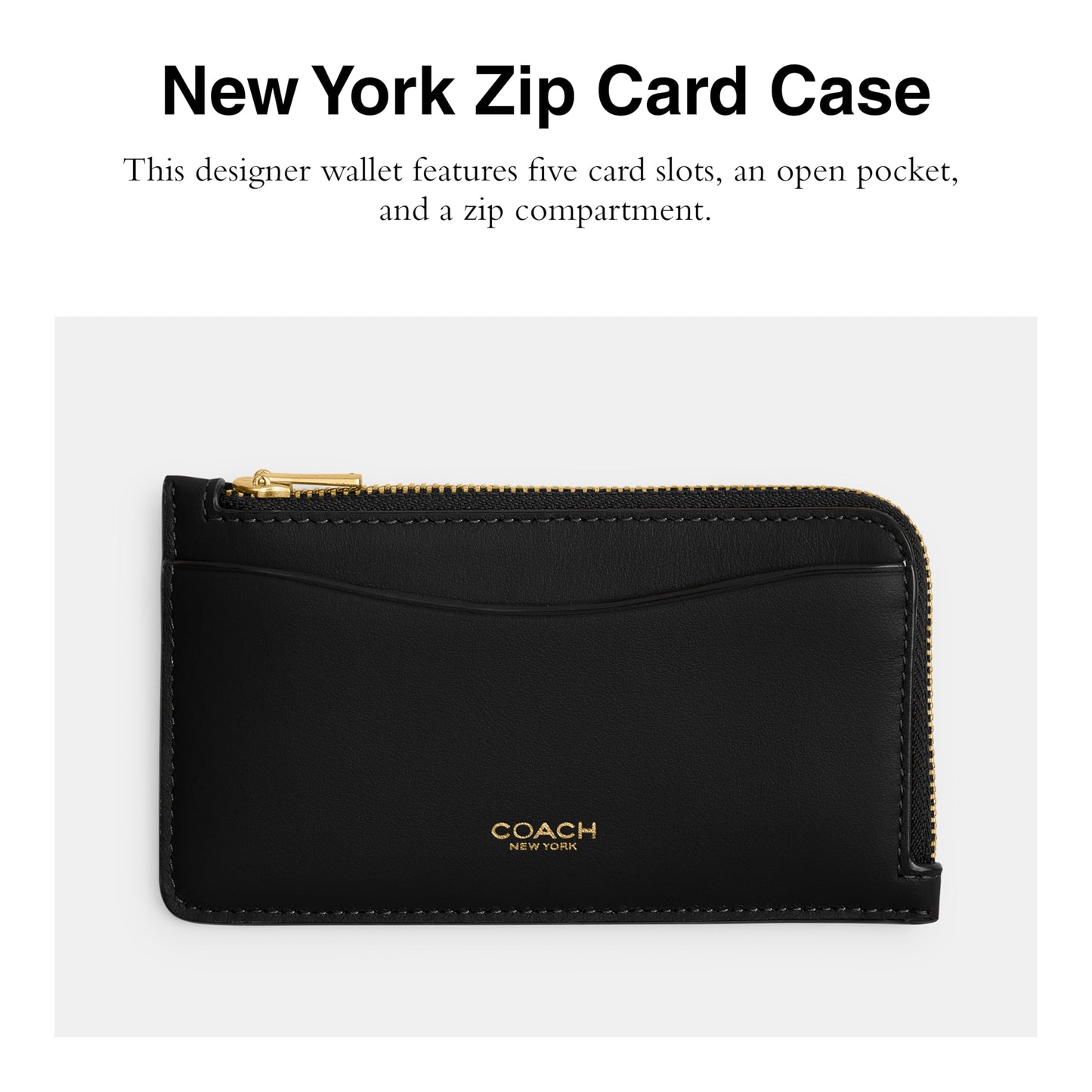 Coach Womens New York Zip Card Case Wallet