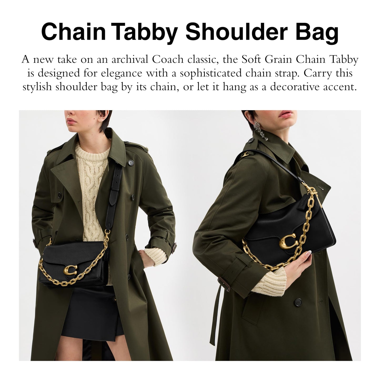 COACH Womens Tabby Shoulder Bag With Chain Handbag