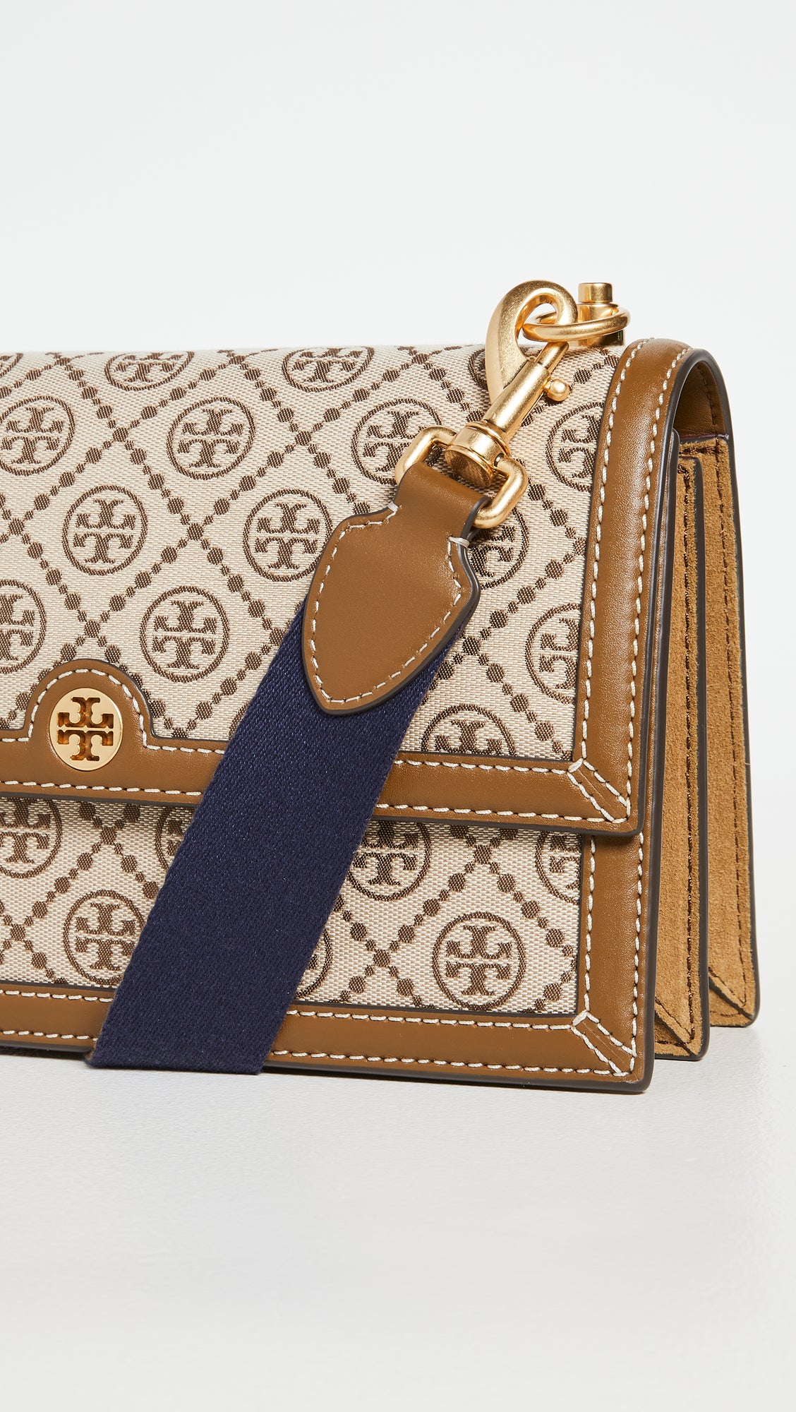 Tory Burch Women's T Monogram Jacquard Shoulder Bag, Hazel, Tan, Graphic, One Size