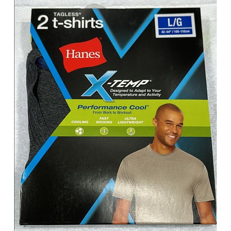 Hanes Men's X-Temp Performance Cool Crew T-Shirts, 2 Pack (Gray)
