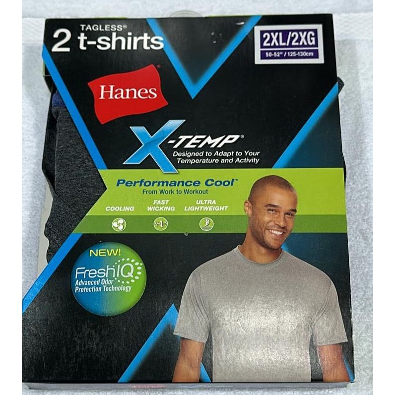 Hanes Men's X-Temp Performance Cool Crew T-Shirts, 2 Pack (Gray)