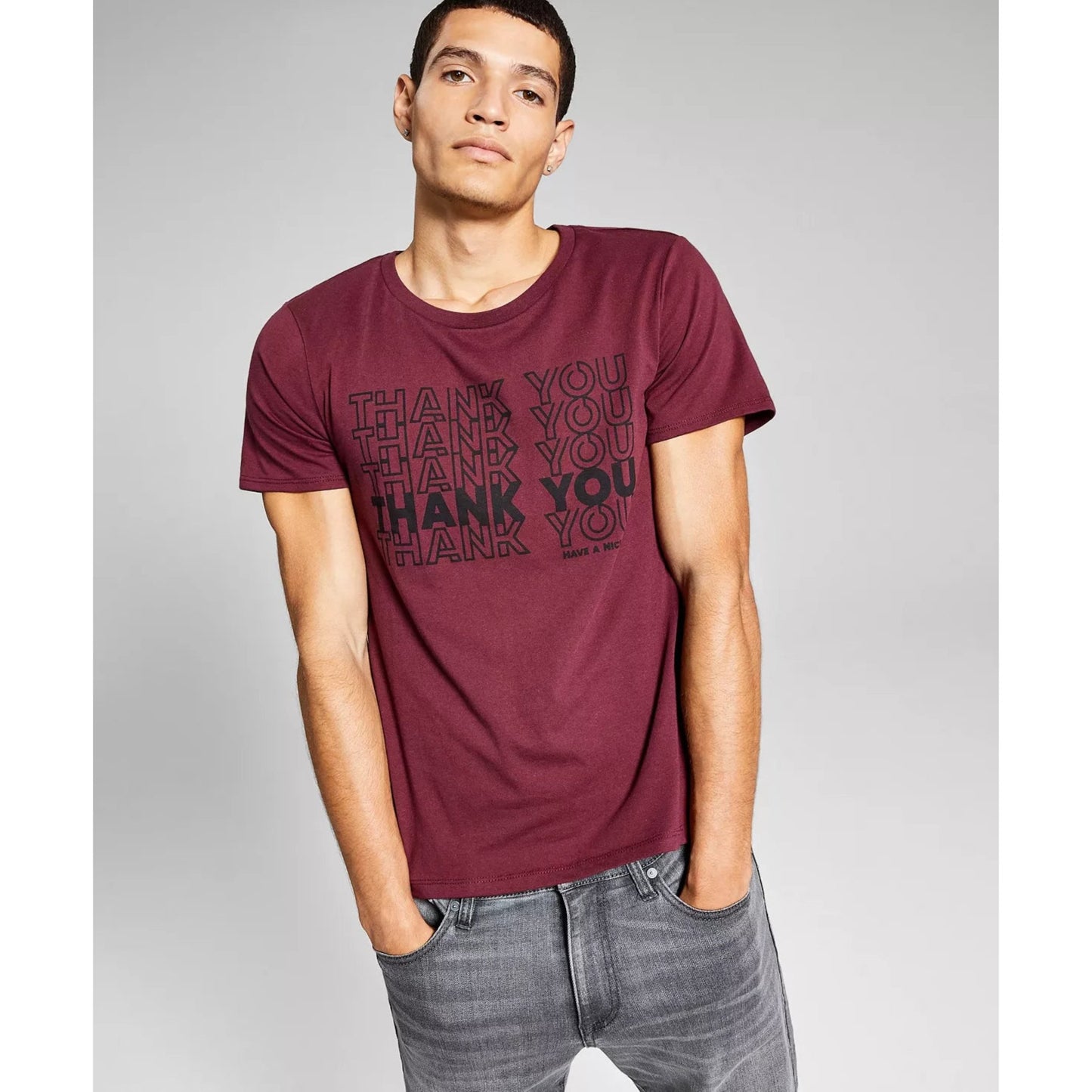 And Now This-And Now This Mens Thank You Graphic T-Shirt, Red - Brandat Outlet