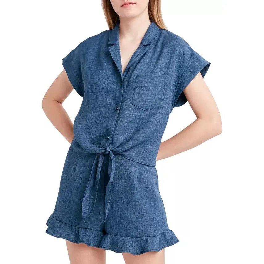 BCBGeneration-BCBGeneration Tie-Hem Shirt, Blue - Brandat Outlet