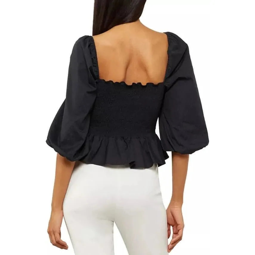 BCBGMAXAZRIA-BCBGMAXAZRIA Cotton Puff-Sleeve Top (Small) - Brandat Outlet