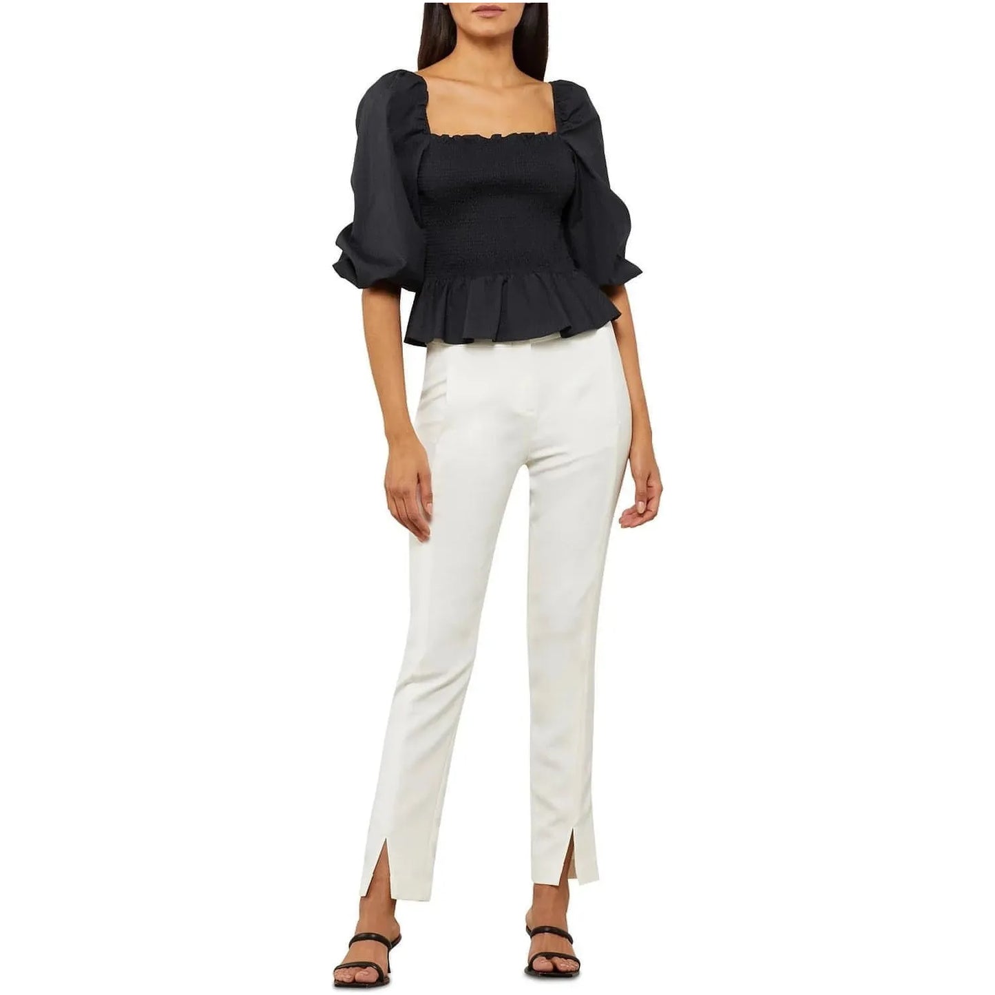 BCBGMAXAZRIA-BCBGMAXAZRIA Cotton Puff-Sleeve Top (Small) - Brandat Outlet