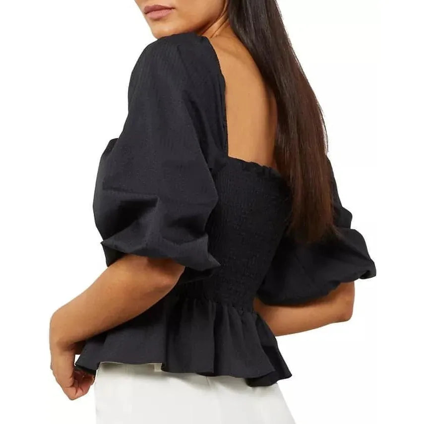 BCBGMAXAZRIA-BCBGMAXAZRIA Cotton Puff-Sleeve Top (Small) - Brandat Outlet