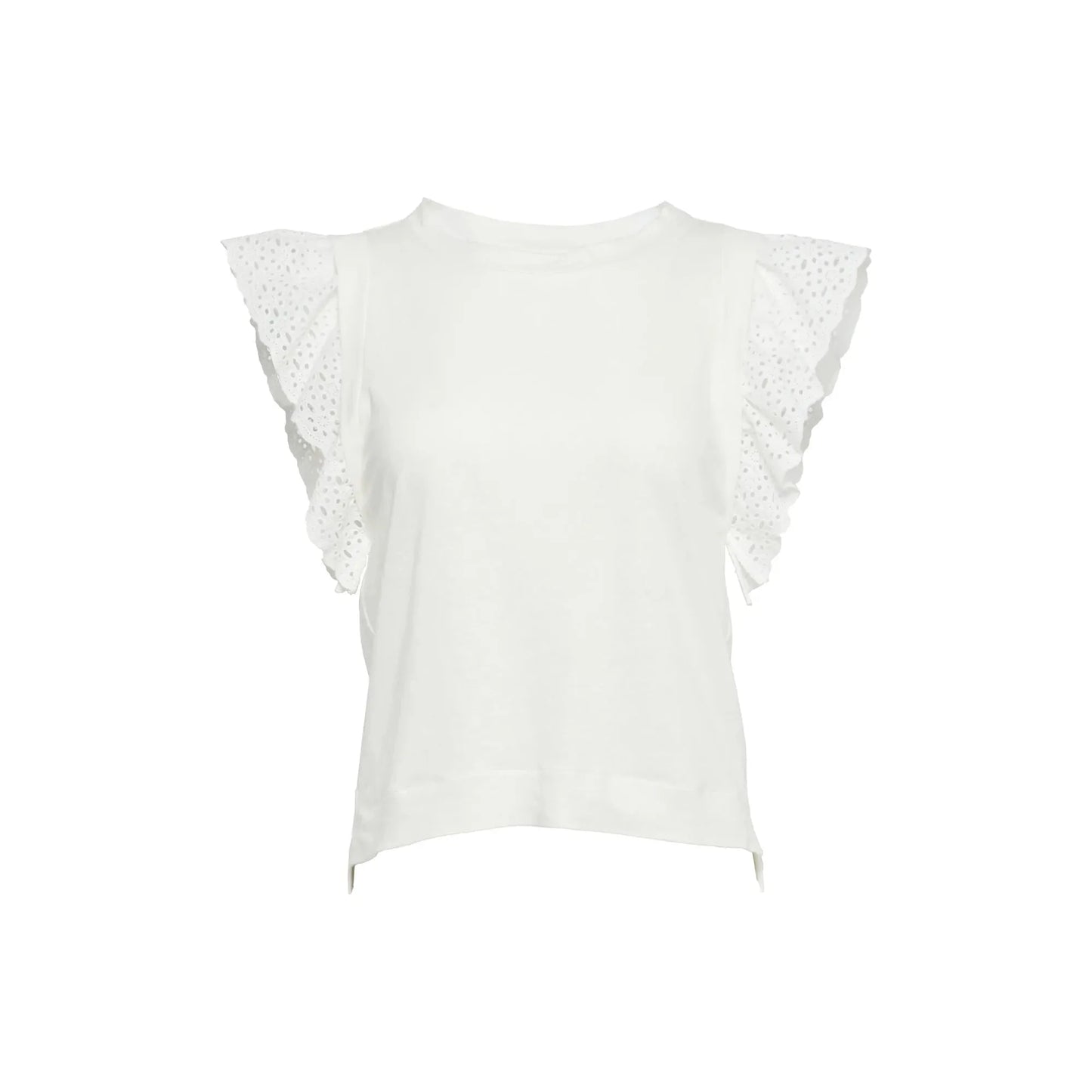 BCBGMAXAZRIA-BCBGMAXAZRIA Eyelet-Sleeve Crewneck Top (Small) - Brandat Outlet