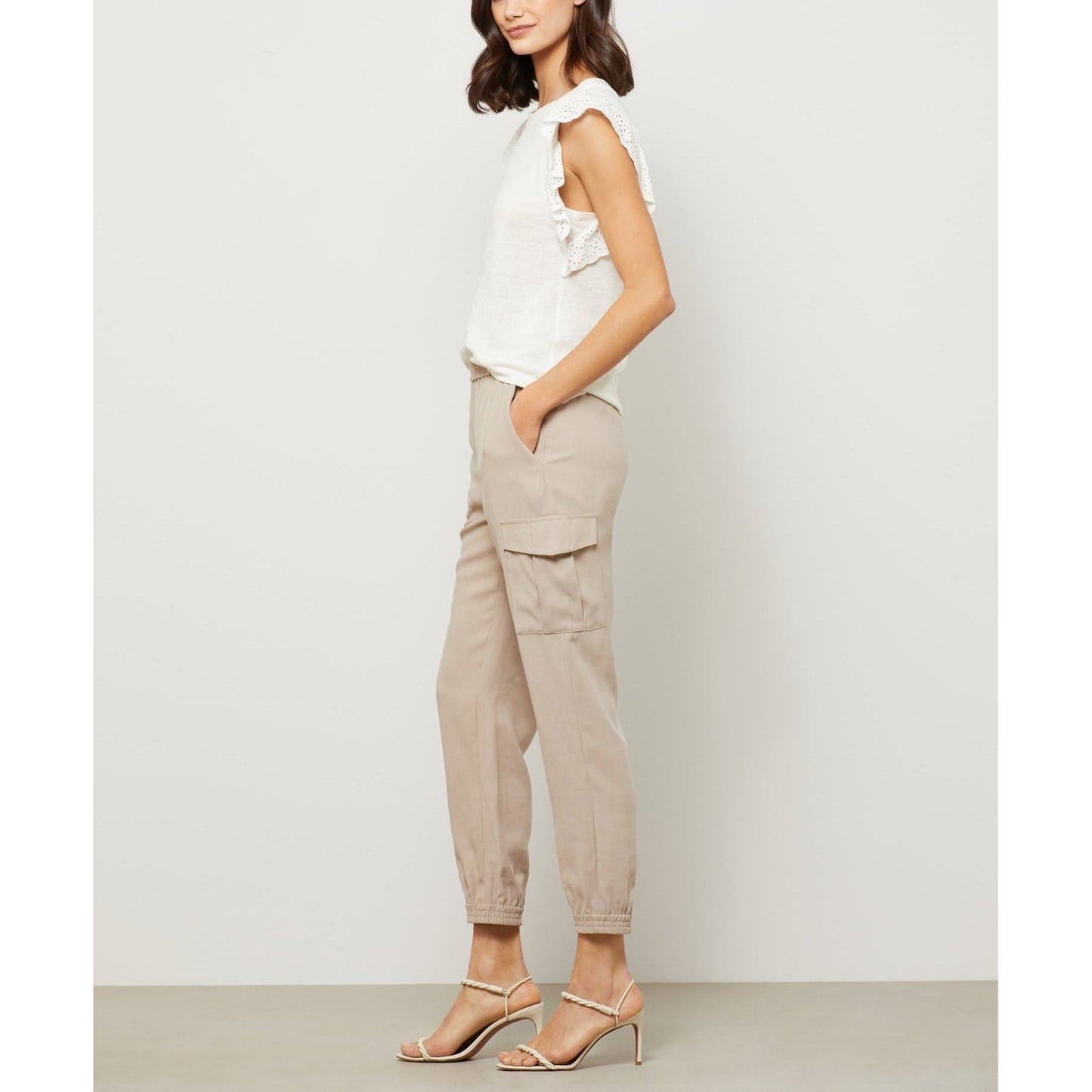 BCBGMAXAZRIA-BCBGMAXAZRIA Eyelet-Sleeve Crewneck Top (Small) - Brandat Outlet