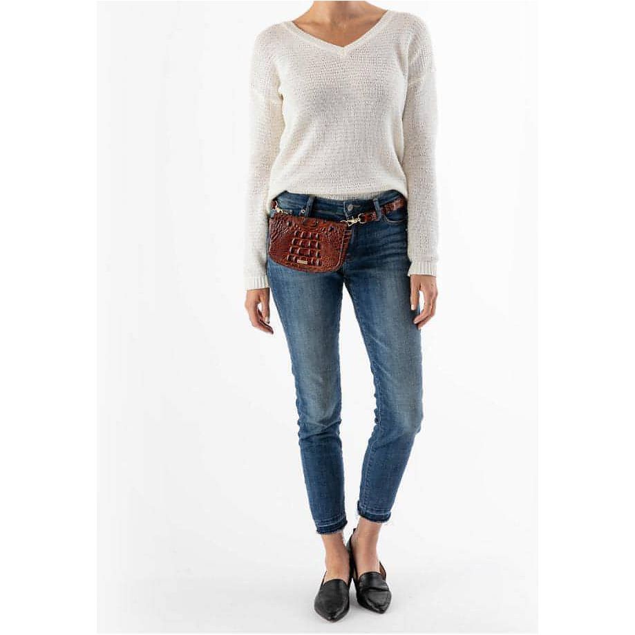Brahmin-Brahmin Leather Bag - Lil Melbourne Belt Bag (Plum/Gold) - Brandat Outlet