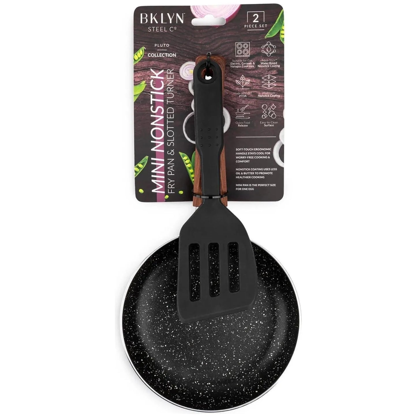 Brooklyn Steel Co.-Brooklyn Steel Co. Pluto Nonstick Mini Fry Pan & Slotted Turner 2-Pc. Set (Black) - Brandat Outlet
