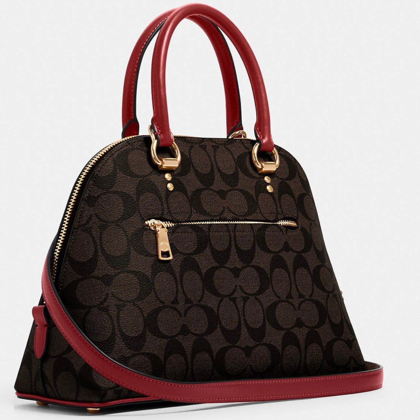 Coach Katy Satchel In Signature Canvas (Red/Brown) (2558)