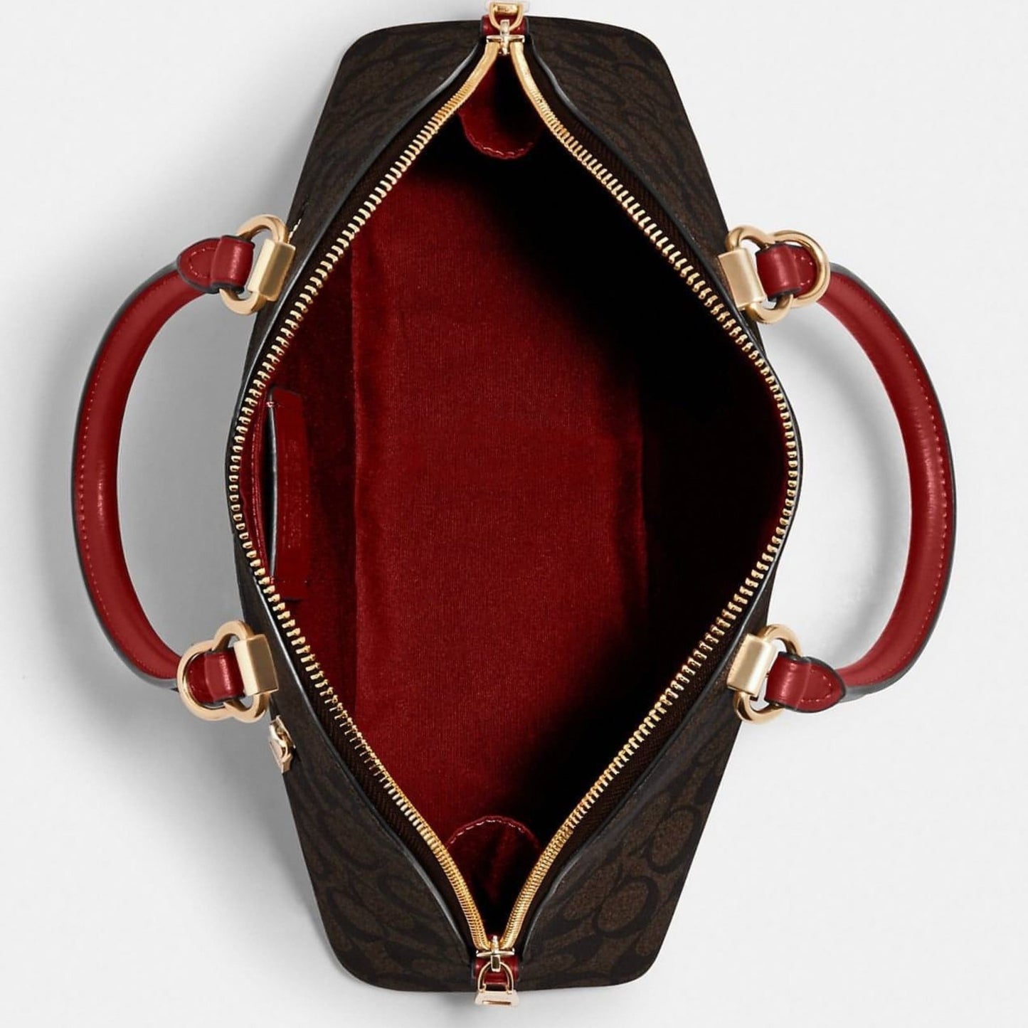 Coach Katy Satchel In Signature Canvas (Red/Brown) (2558)