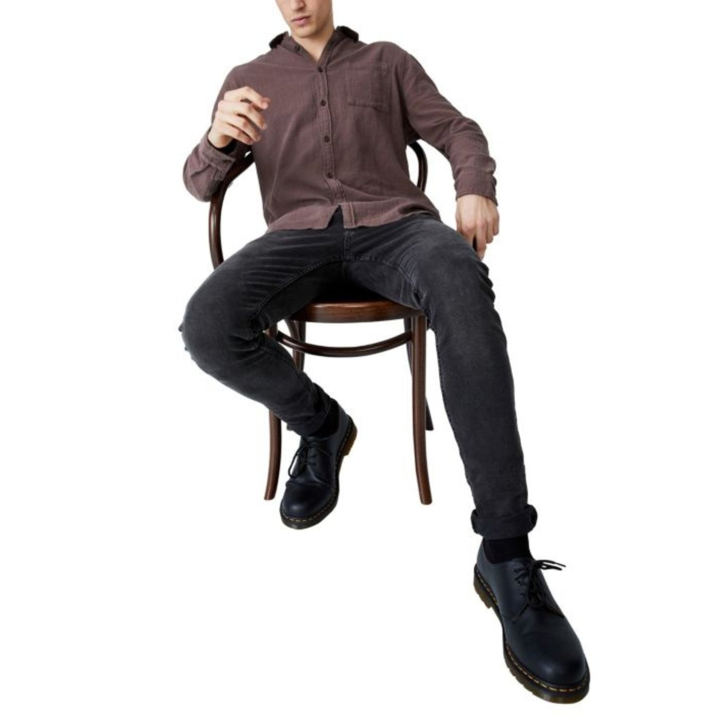 COTTON ON Mens Camden Long Sleeve Shirt, Brown