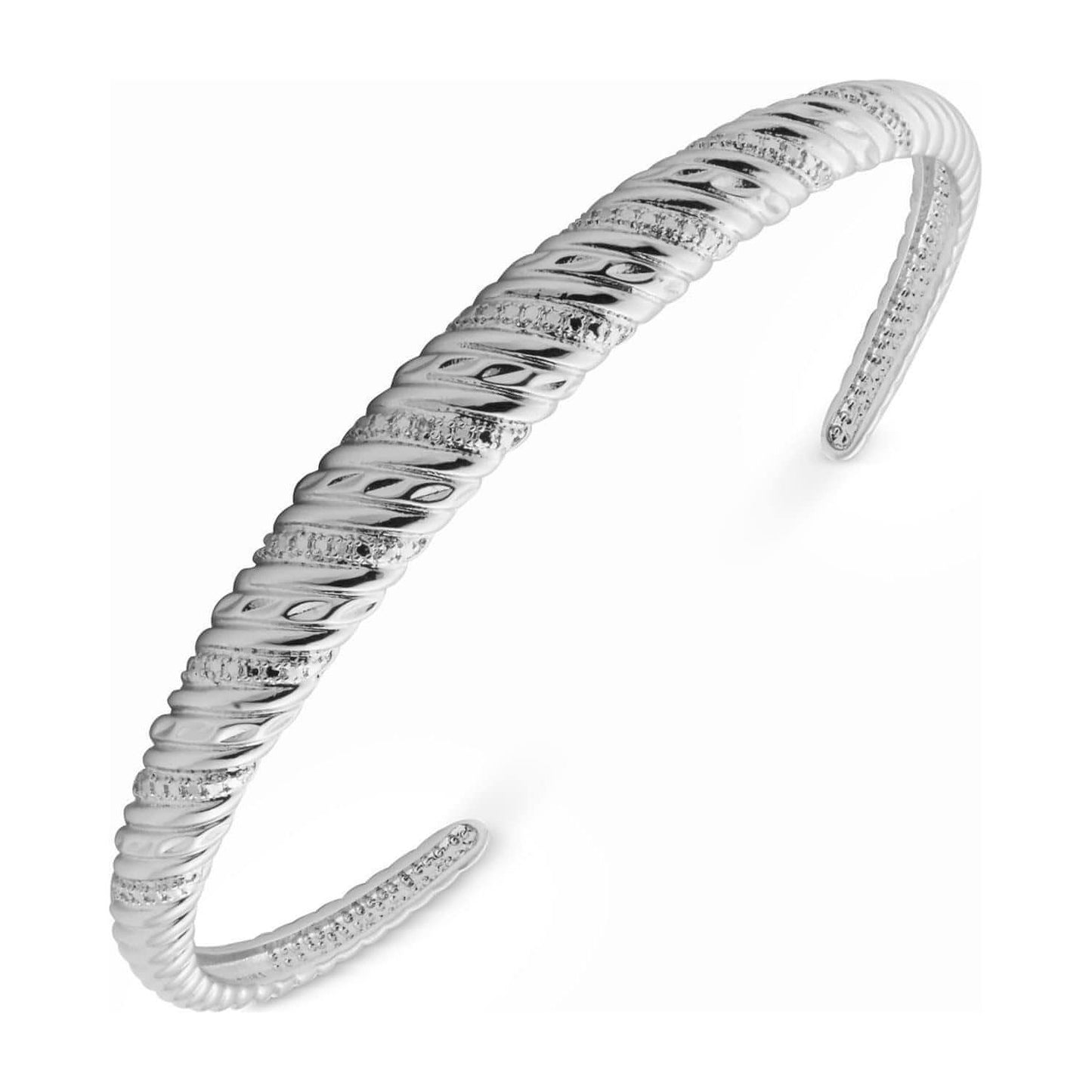 Diamond Accent Cuff Bracelet in Textured Silver-Plate - Brandat Outlet, Women's Handbags Outlet ,Handbags Online Outlet | Brands Outlet | Brandat Outlet | Designer Handbags Online |