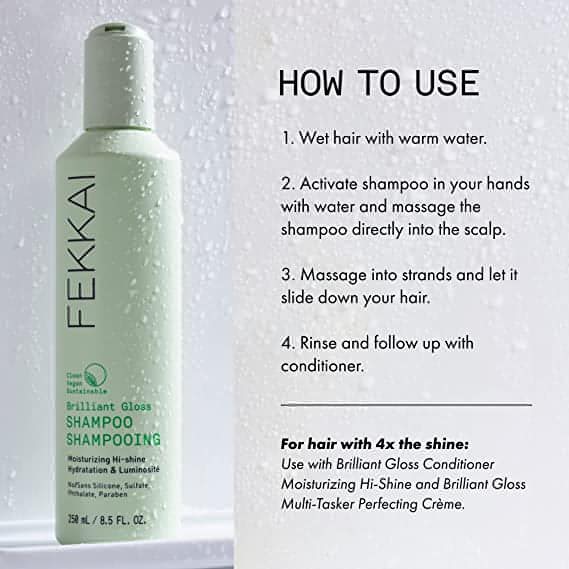 FEKKAI Brilliant Gloss Shampoo |Hair Glossing Shampoo | Moisturizing Hair Shine | Clean, Vegan | Sulfate Free Shampoo, 8.5oz