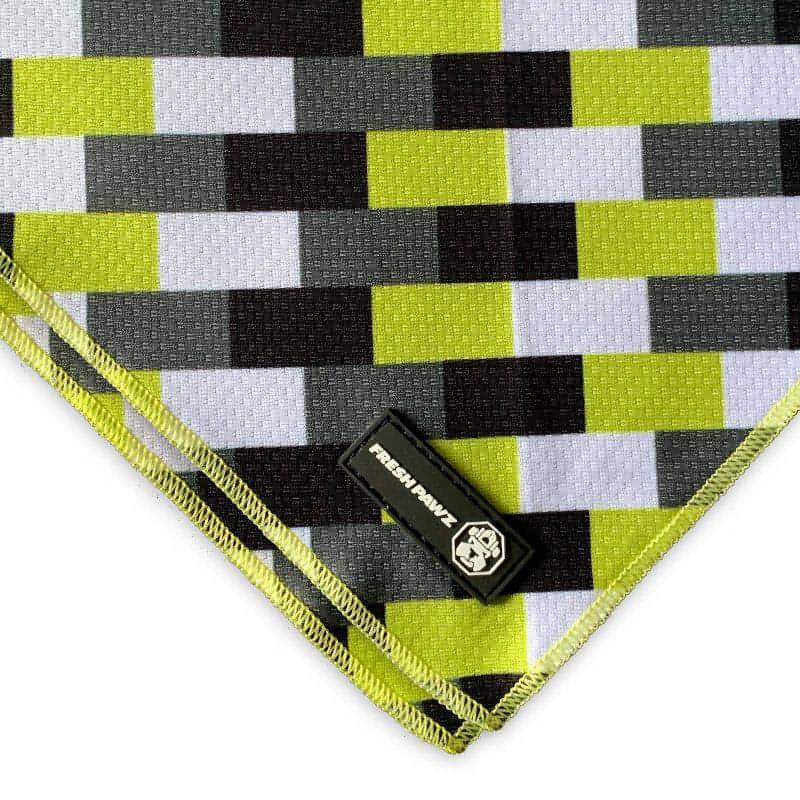 Fresh Pawz Checkered Grey Black Camo Dog Bandana (Yellow/Black)