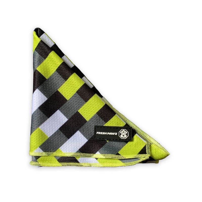 Fresh Pawz Checkered Grey Black Camo Dog Bandana (Yellow/Black)