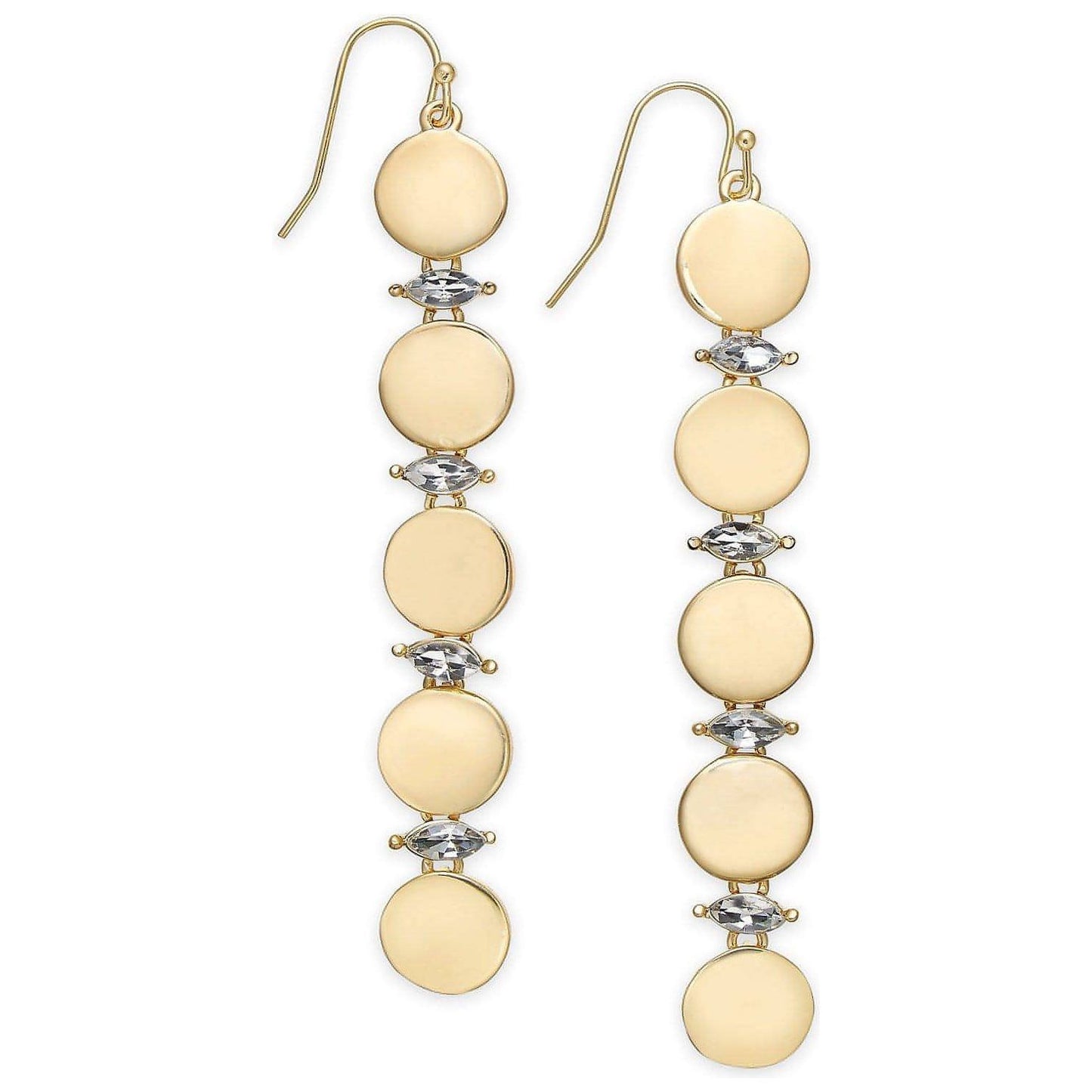 Gold-Tone Crystal & Circle Linear Drop Earrings - Brandat Outlet, Women's Handbags Outlet ,Handbags Online Outlet | Brands Outlet | Brandat Outlet | Designer Handbags Online |