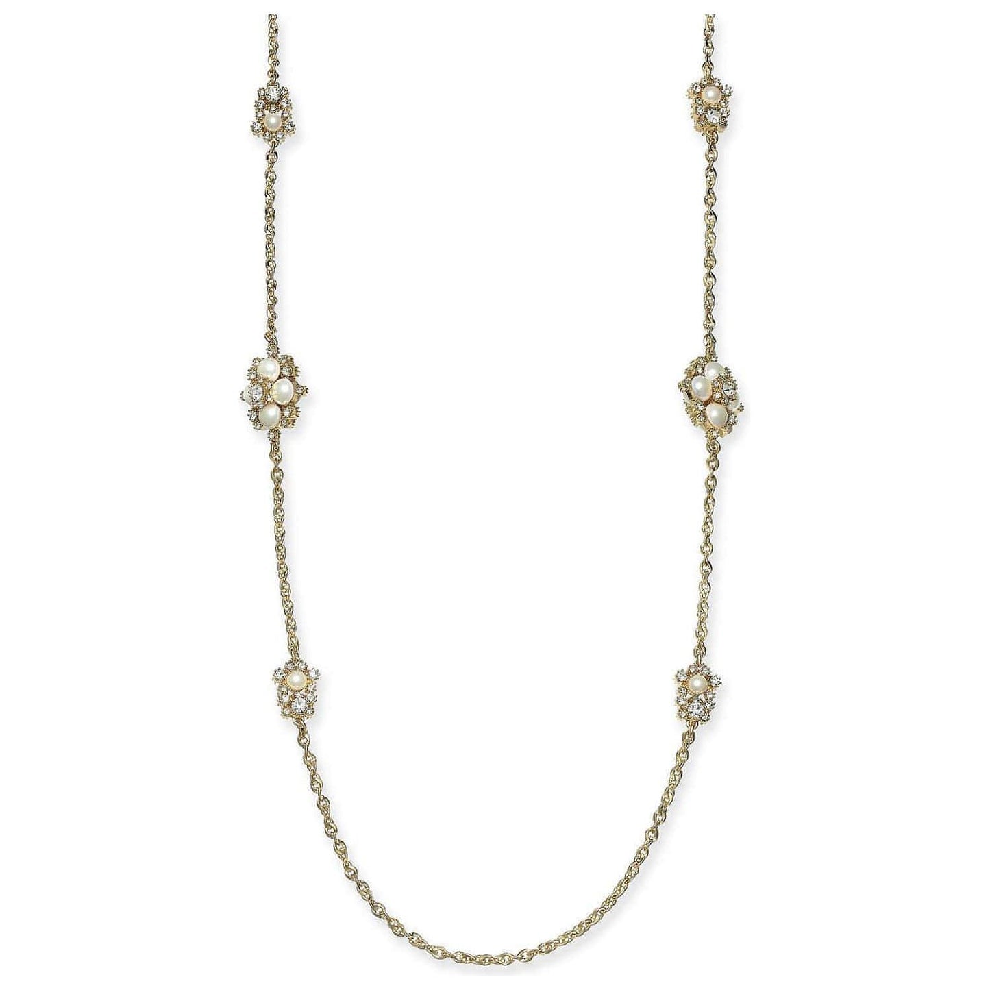 Gold-Tone Crystal & Imitation Pearl Cluster Collar Necklace, 18" + 2" extender - Brandat Outlet, Women's Handbags Outlet ,Handbags Online Outlet | Brands Outlet | Brandat Outlet | Designer Handbags Online |