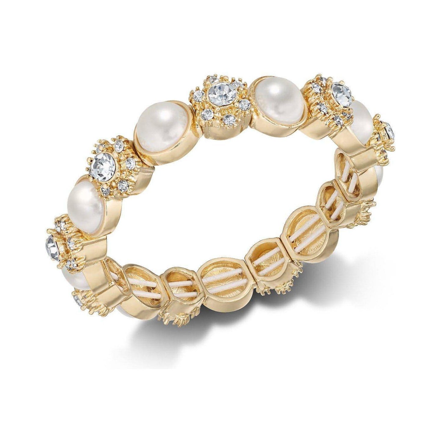 Gold-Tone Crystal & Imitation Pearl Stretch Bracelet - Brandat Outlet, Women's Handbags Outlet ,Handbags Online Outlet | Brands Outlet | Brandat Outlet | Designer Handbags Online |