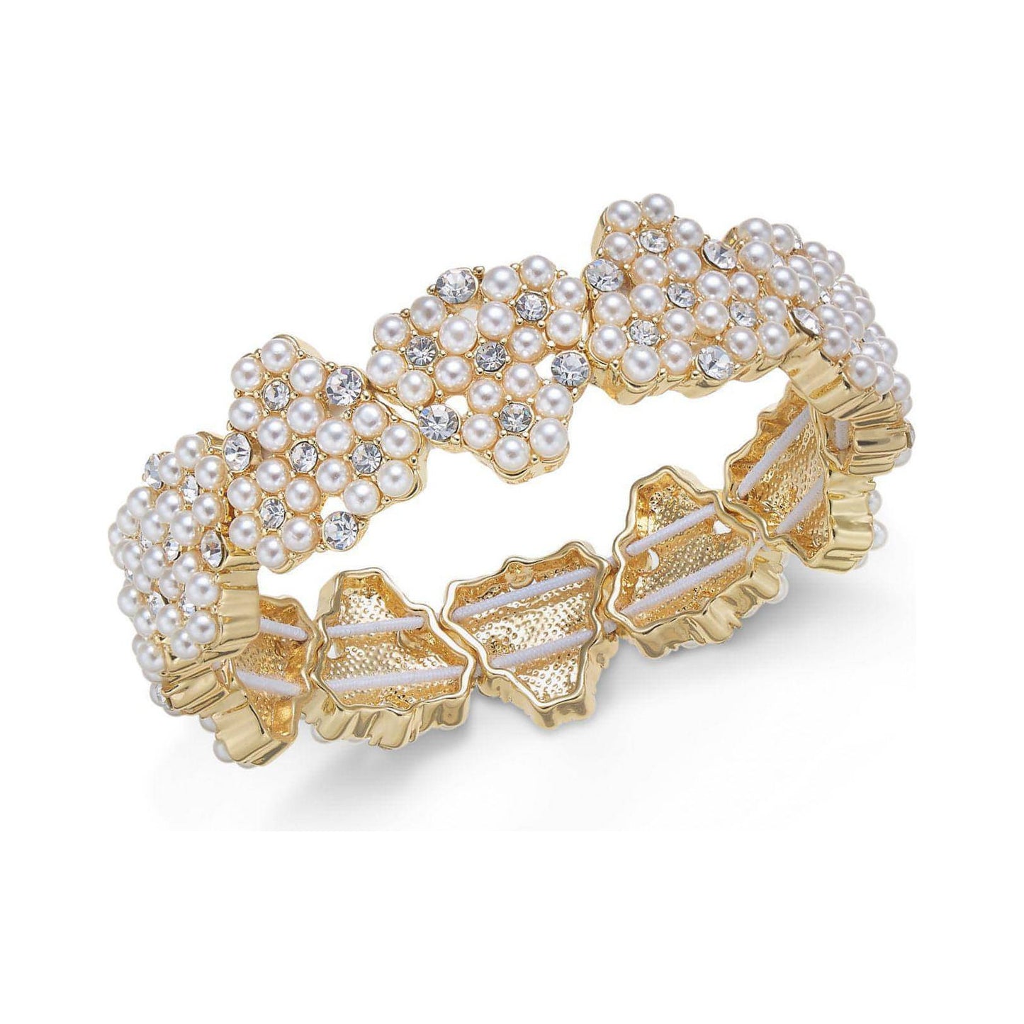 Gold-tone Crystal Imitation Pearl Stretch Bracelet - Brandat Outlet, Women's Handbags Outlet ,Handbags Online Outlet | Brands Outlet | Brandat Outlet | Designer Handbags Online |