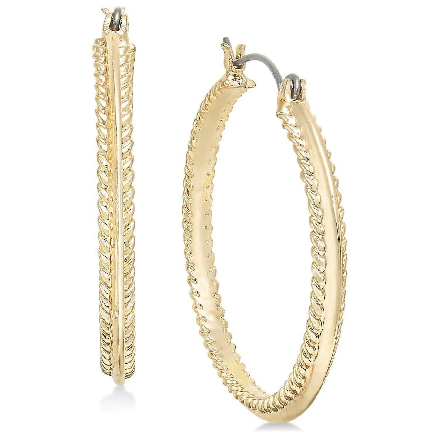 Gold-Tone Rope-Edge Hoop Earrings - Brandat Outlet, Women's Handbags Outlet ,Handbags Online Outlet | Brands Outlet | Brandat Outlet | Designer Handbags Online |