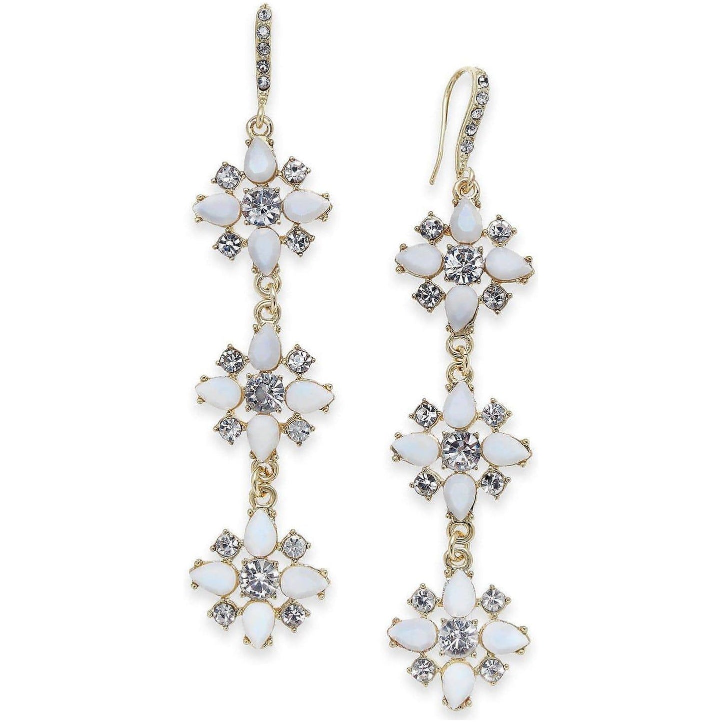 Gold-Tone Stone & Crystal Triple Cluster Linear Drop Earrings - Brandat Outlet, Women's Handbags Outlet ,Handbags Online Outlet | Brands Outlet | Brandat Outlet | Designer Handbags Online |