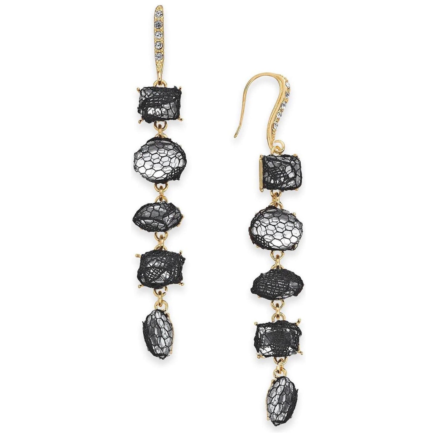 Gold-Tone Stone & Lace Linear Drop Earrings - Brandat Outlet, Women's Handbags Outlet ,Handbags Online Outlet | Brands Outlet | Brandat Outlet | Designer Handbags Online |