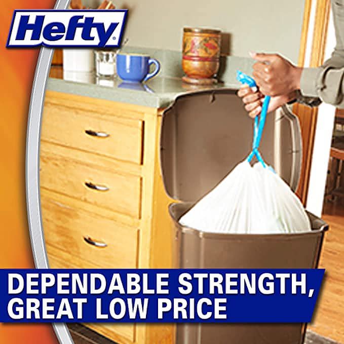 Hefty Strong Tall Kitchen Trash Bags, Unscented, 13 Gallon, 60Count