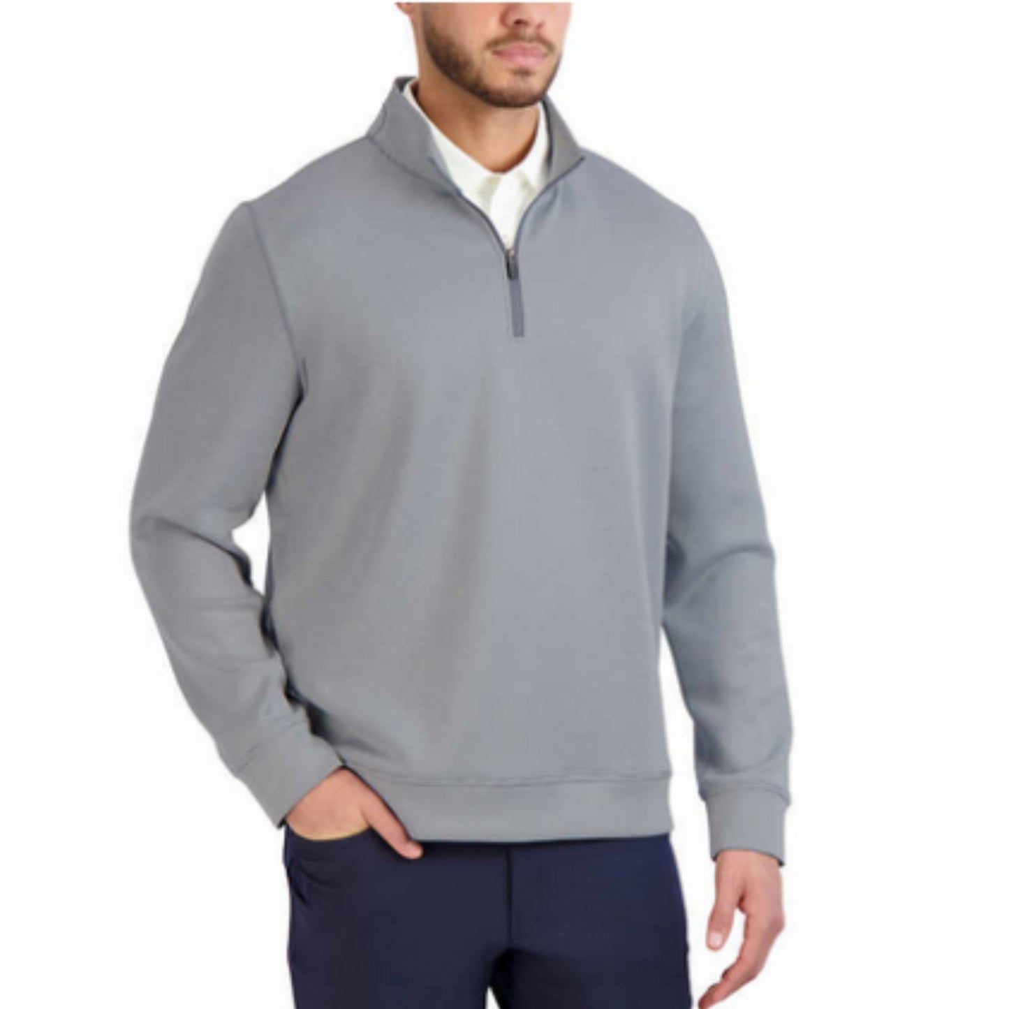 Hickey Freeman Men’s Quarter Zip Stretch Moisture Wicking Pullover (Navy)