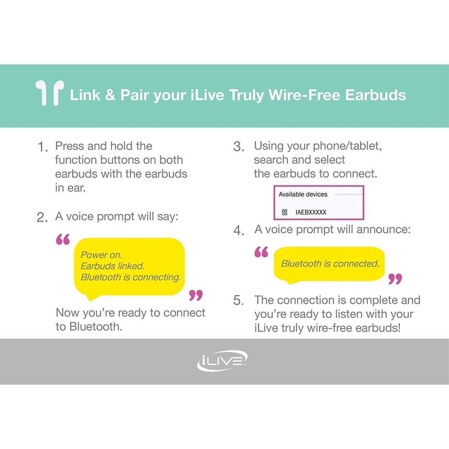 iLive Tru-Wireless Bluetooth Earbuds - Brandat Outlet
