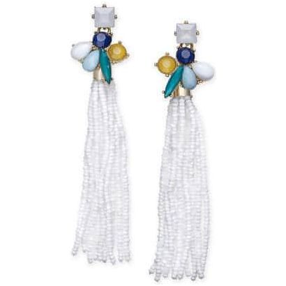 INC Gold-Tone Stone Beaded Fring White Earring - Brandat Outlet, Women's Handbags Outlet ,Handbags Online Outlet | Brands Outlet | Brandat Outlet | Designer Handbags Online |
