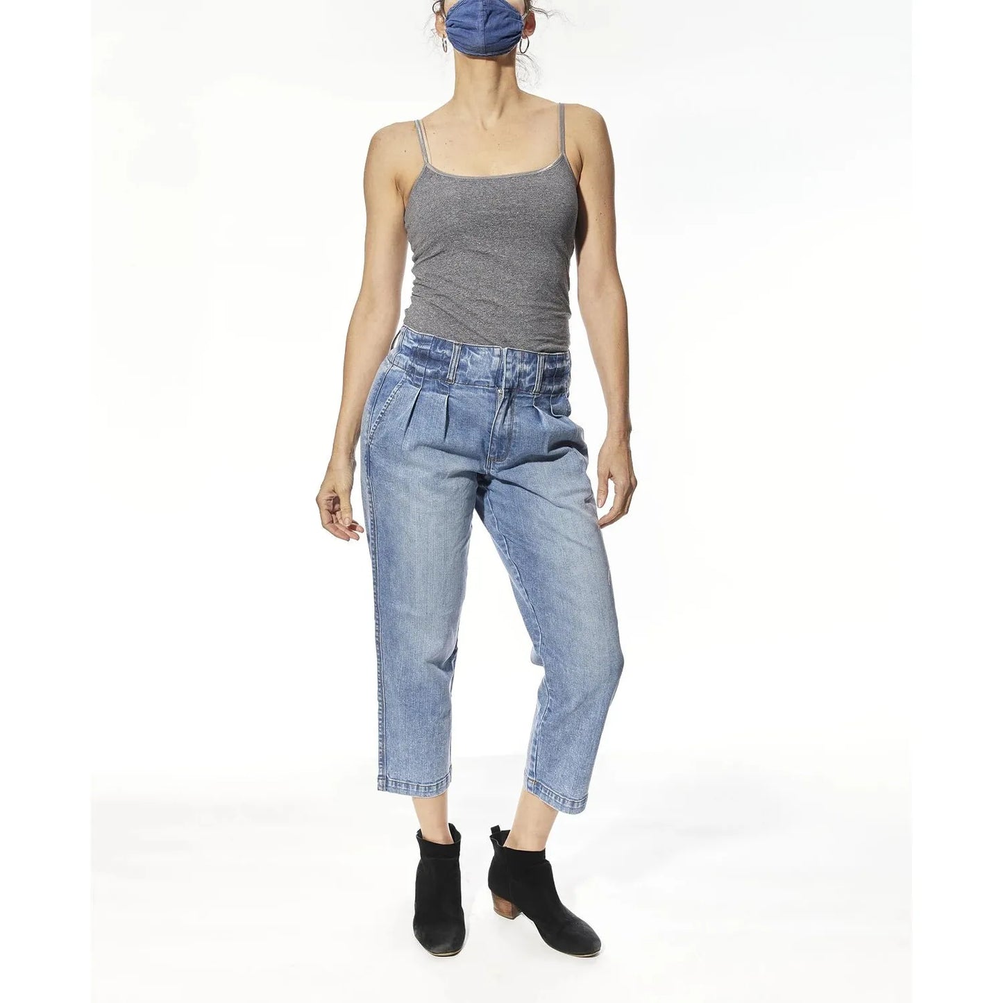 Indigo Saints Women's High Rise Front Pleat Jeans, Blue