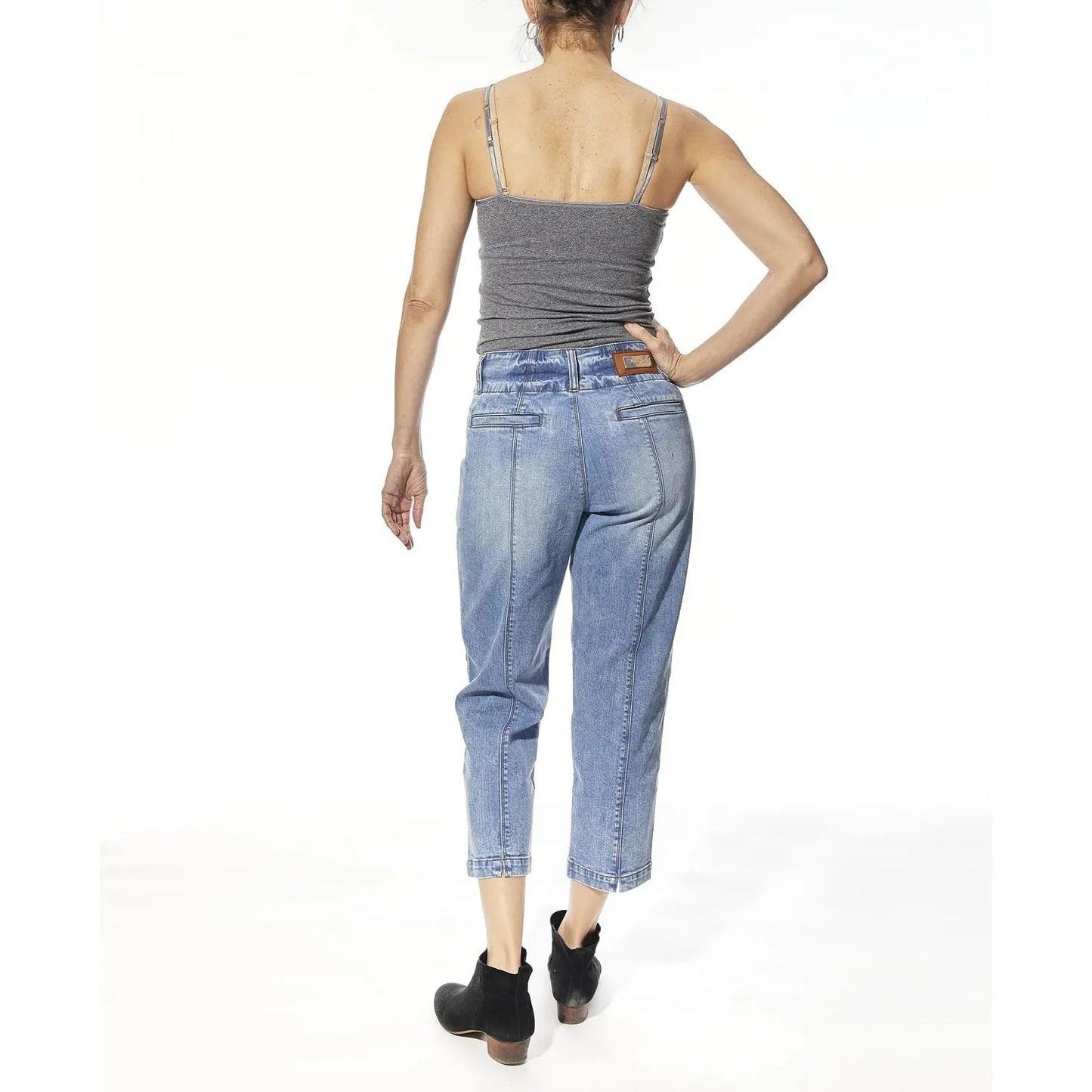 Indigo Saints Women's High Rise Front Pleat Jeans, Blue