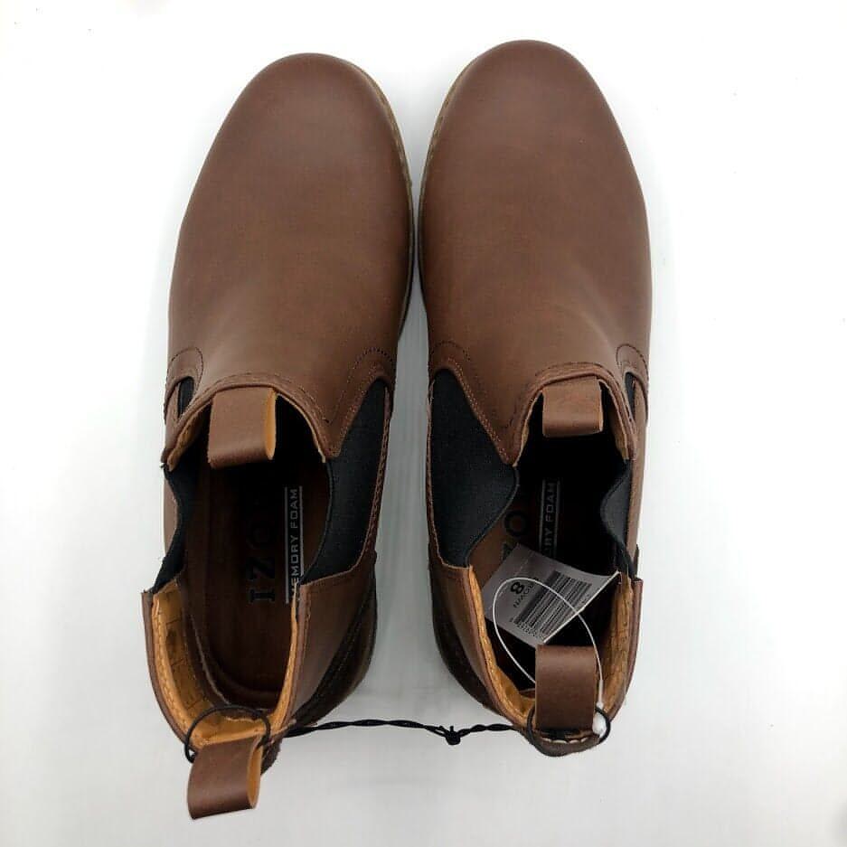 Izod Men's Lucas Brown Leather Suede Heel Chukka Boot Pull-On Size 13 US