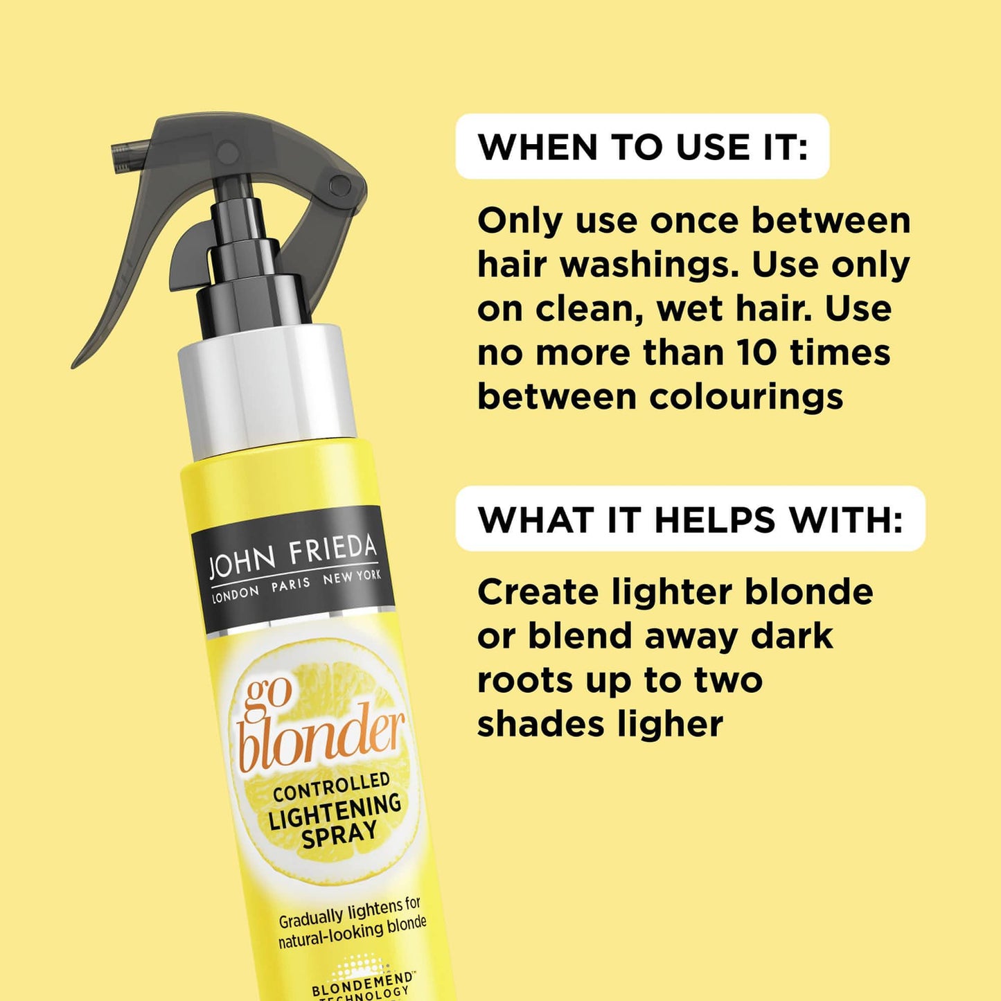 John Frieda Sheer Blonde Go Blonder Lightening Spray, Controlled Hair Lightener to Gradually Lighten Hair, with Citrus and Chamomile BlondMend Technology, 3.5 Ounce