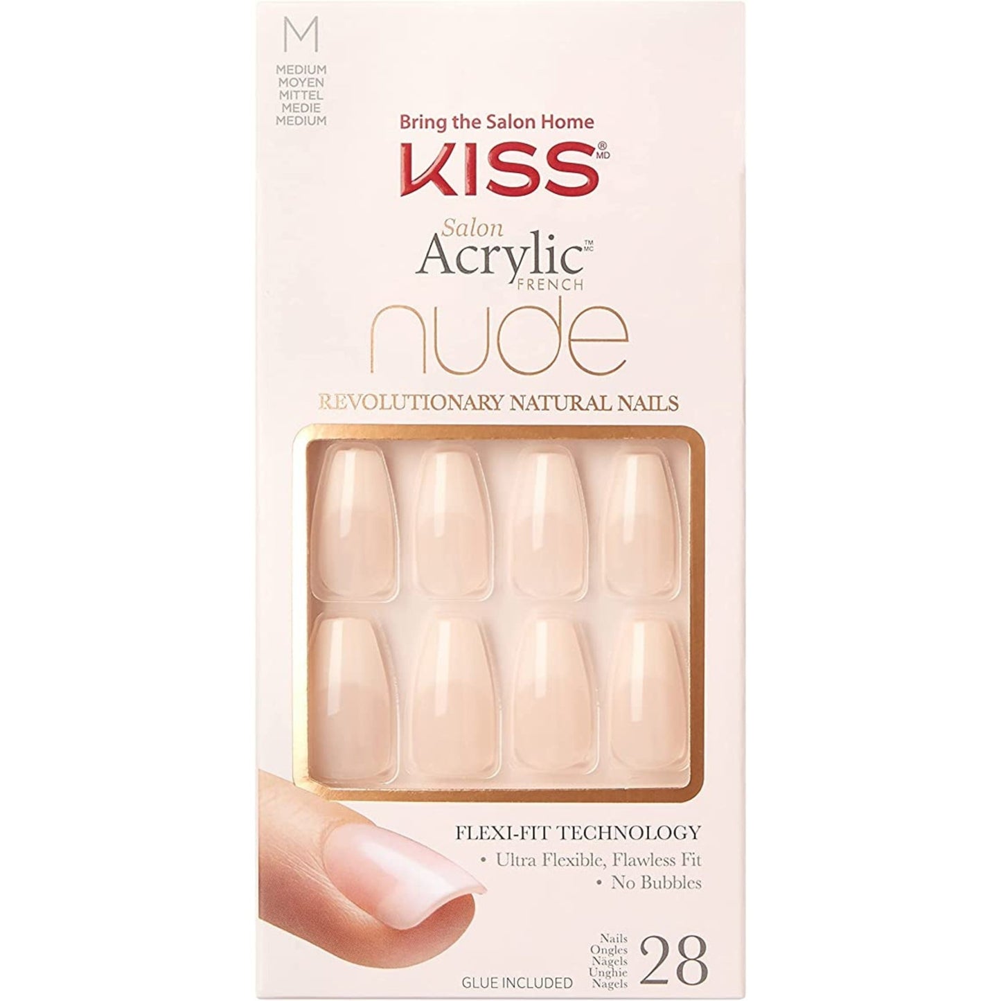 Kiss Salon Acrylic Nude French Nails, Kan07C