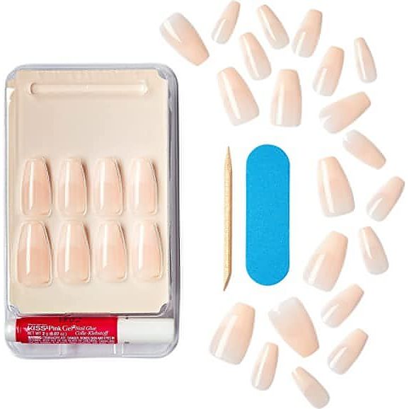 Kiss Salon Acrylic Nude French Nails, Kan07C