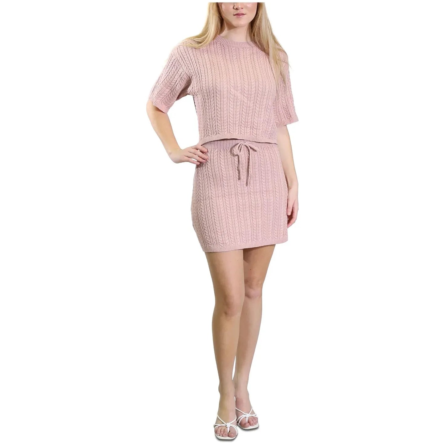 Kit & Sky Cable-Knit Mini Skirt, Purple,