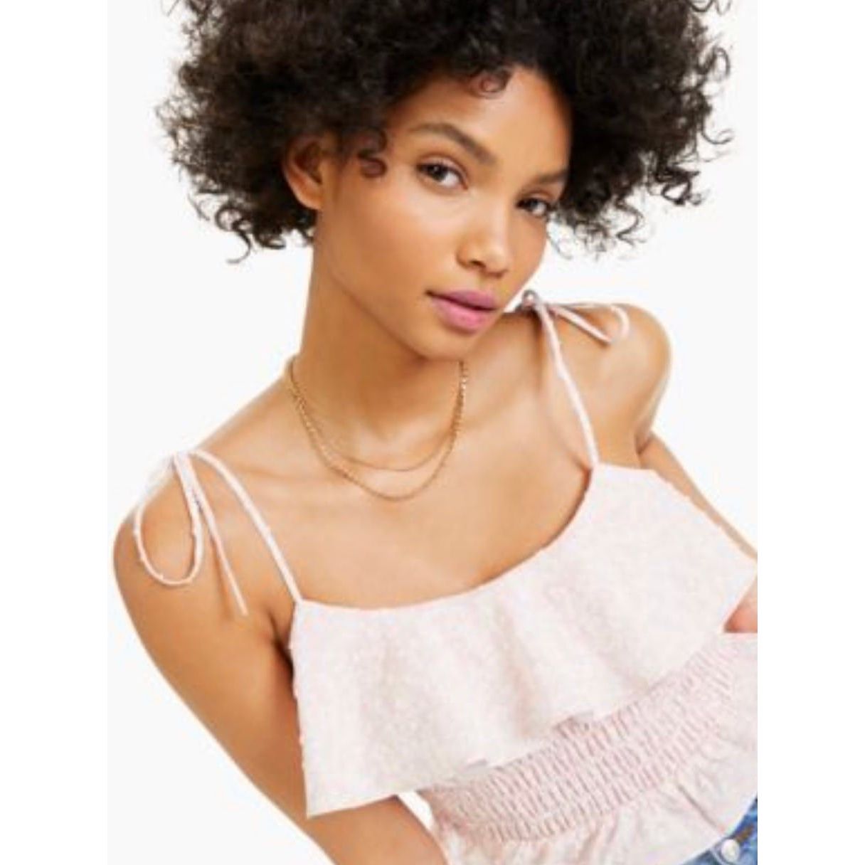 LEYDEN Ruffled Smocked Top - Pink Vines (Size Medium) - Brandat Outlet