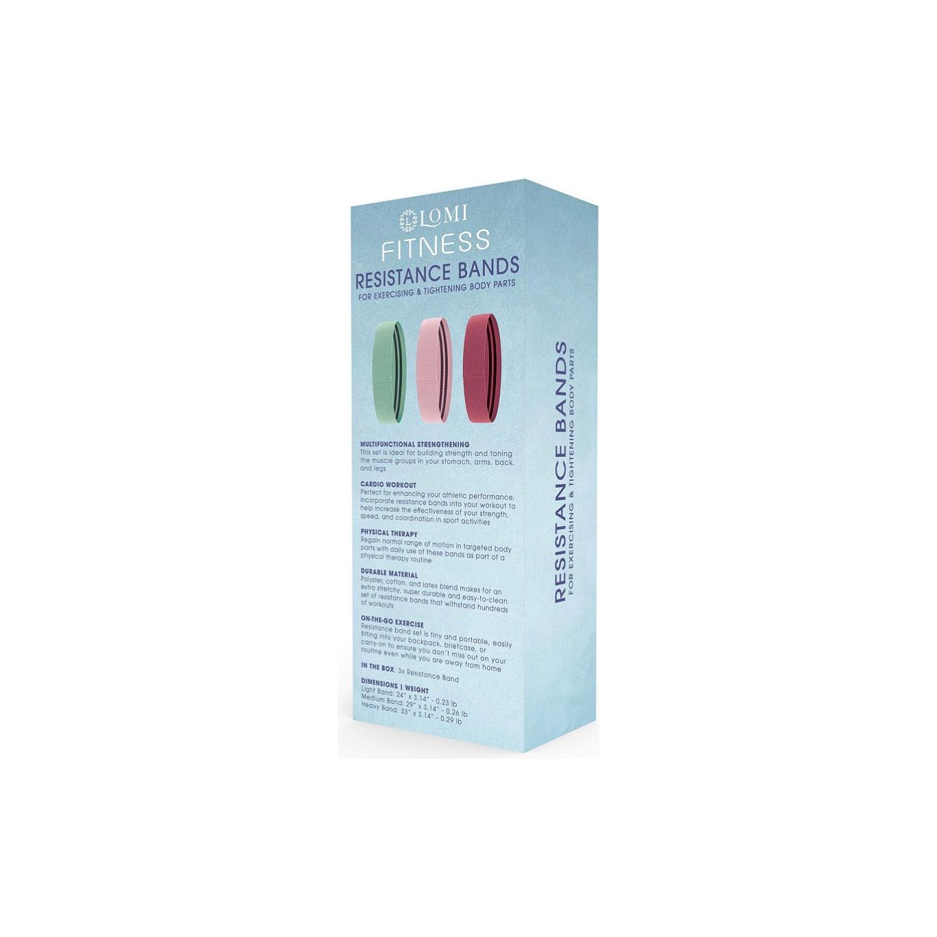 Lomi Fitness Resistance Band Sets 3 PCS (Pink Mix) - Brandat Outlet
