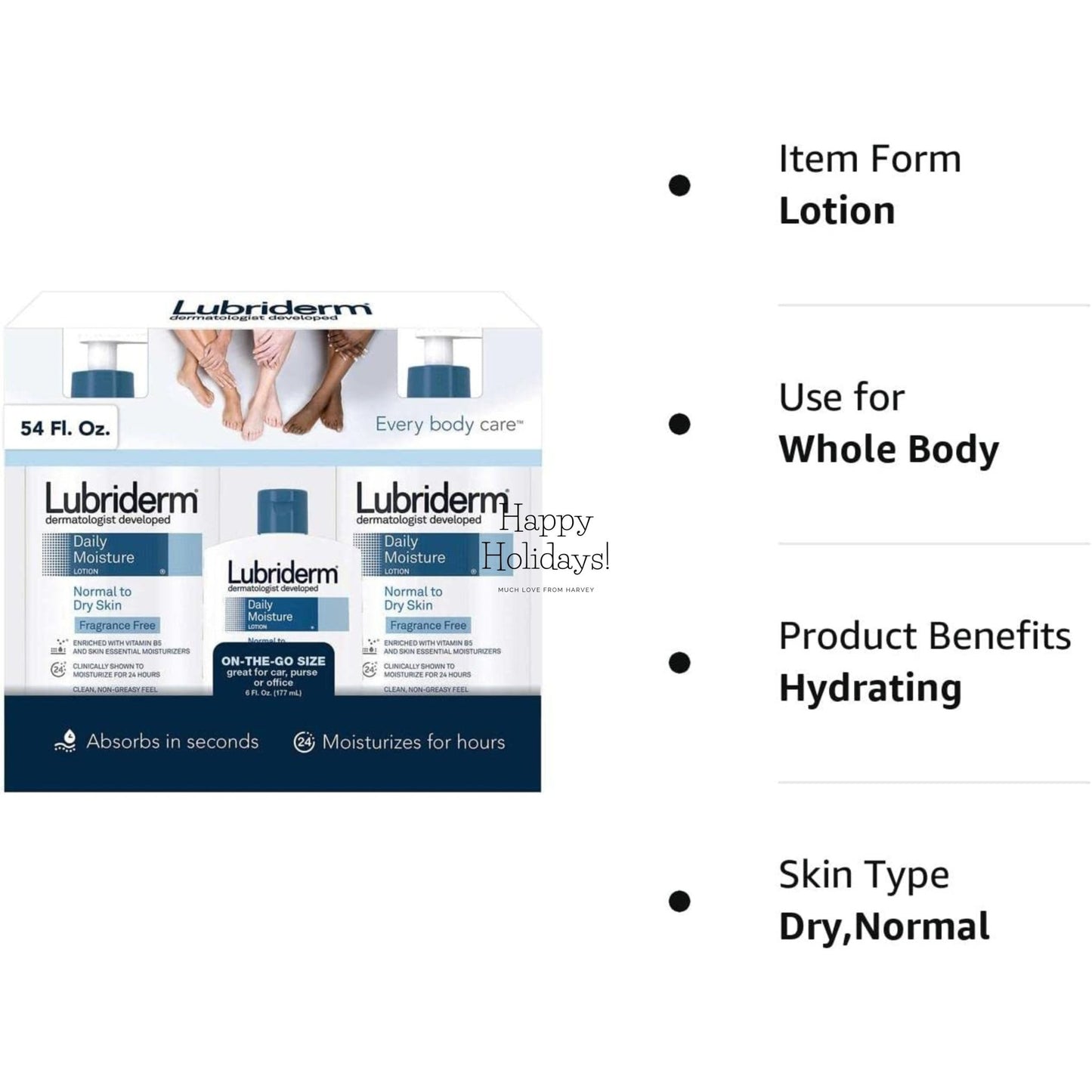 Lubriderm Daily Moisture Lotion Fragrance Free (pack of 3)