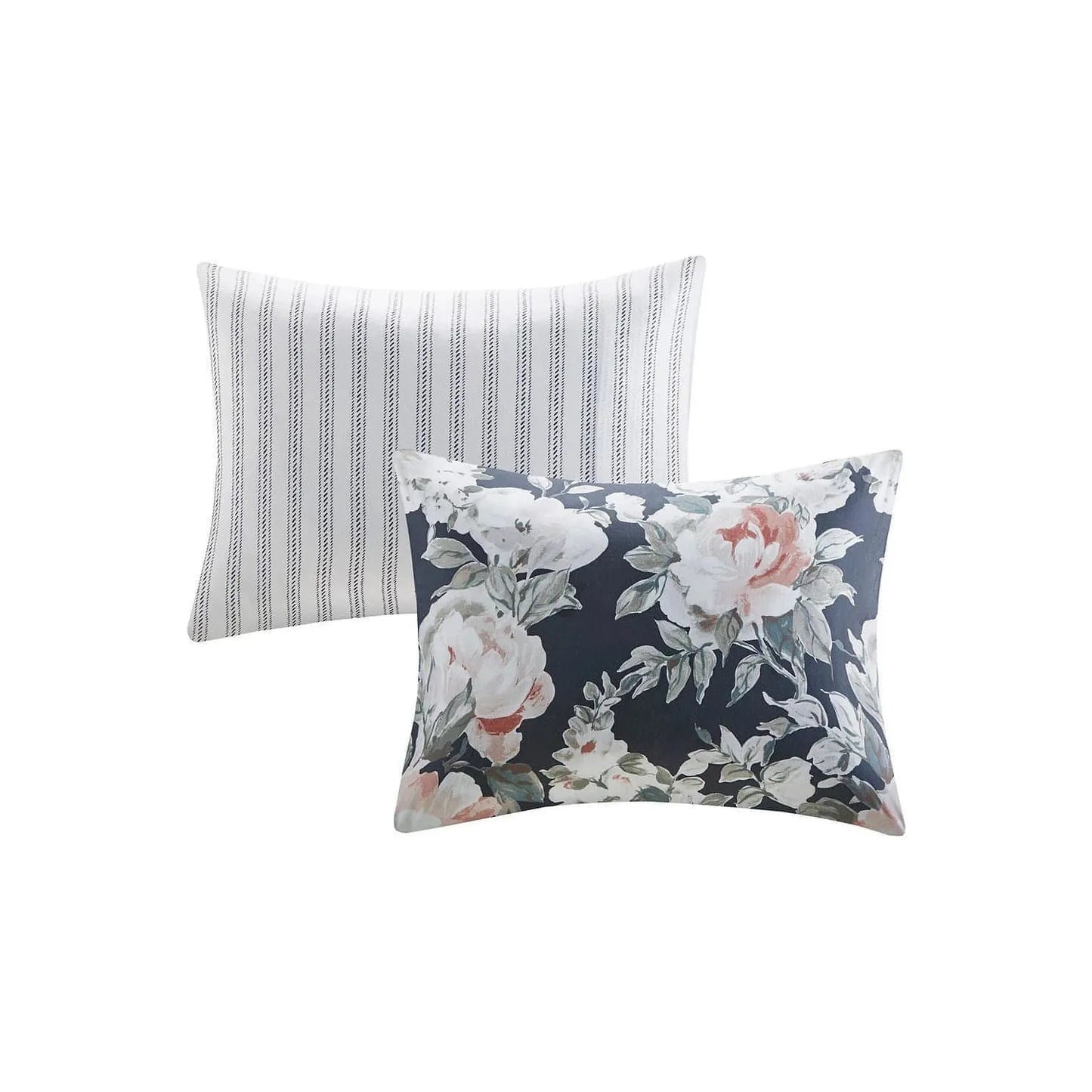 Madison Park Mavis 3 Piece Cotton Printed Reversible Duvet Cover Set (Dark Blue) - Brandat Outlet