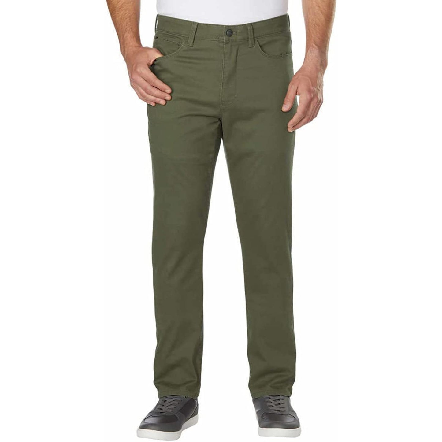 Men's Pants- English Laundry Men's Slimmer Straight Leg 5-Pocket (Green)
