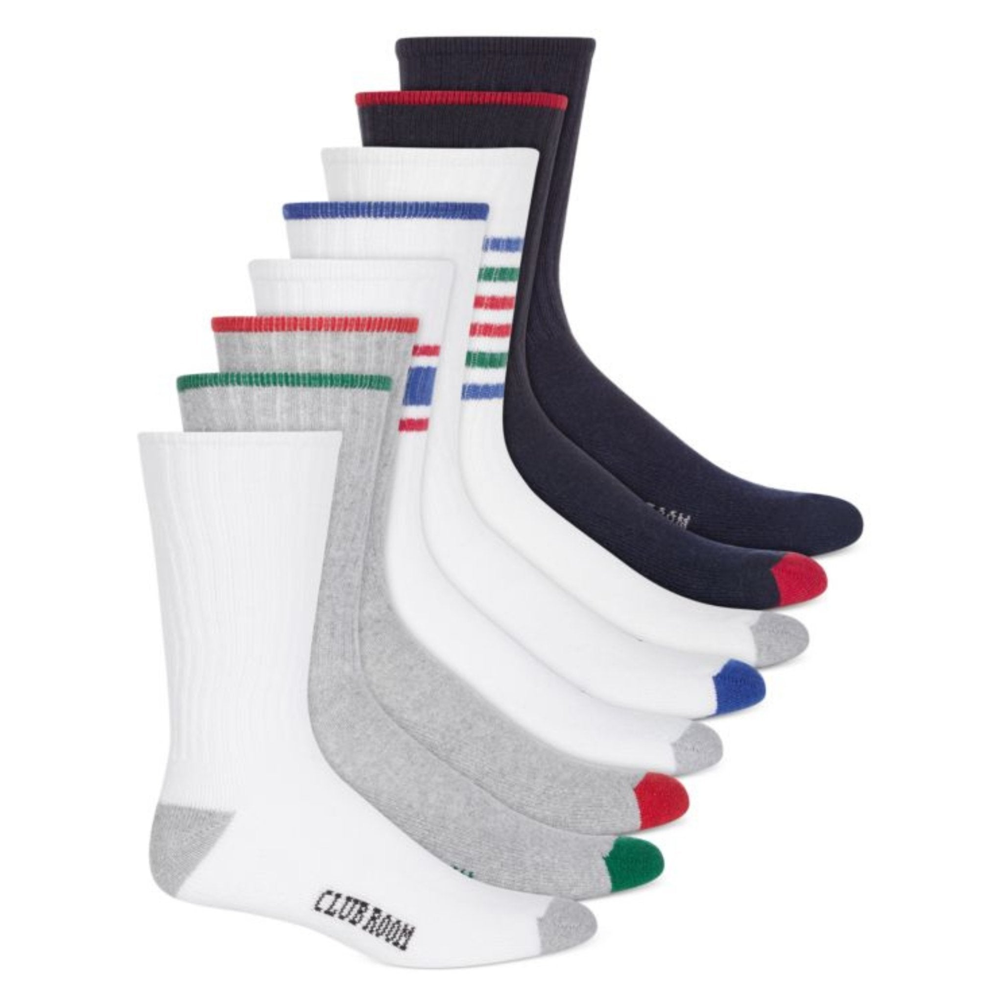 Men's Socks -Club Room Mens 8-Pk. Crew Socks , Red, Size: ONE SIZE