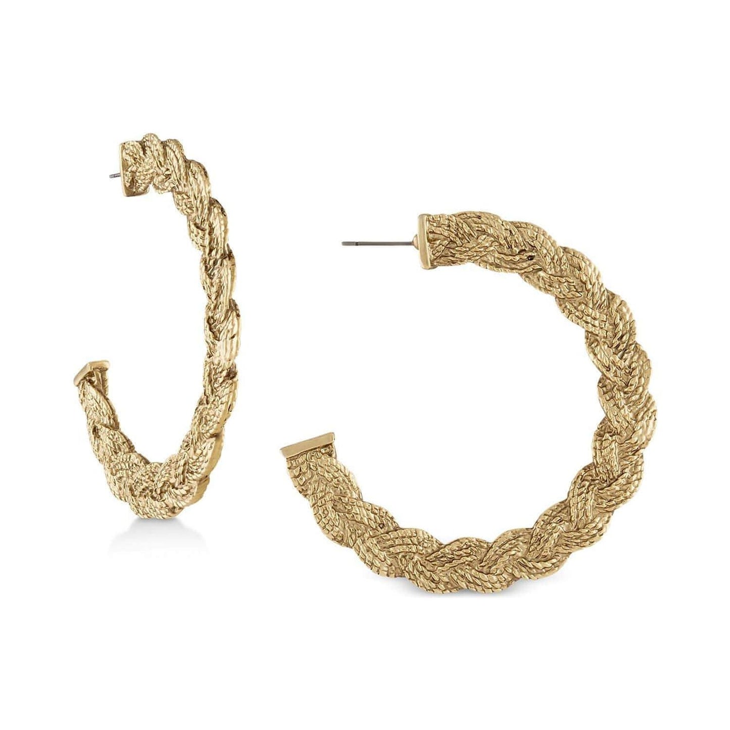 Rachel Roy-Rachel Roy Gold-Tone 2" Rope Hoop Earrings - Brandat Outlet