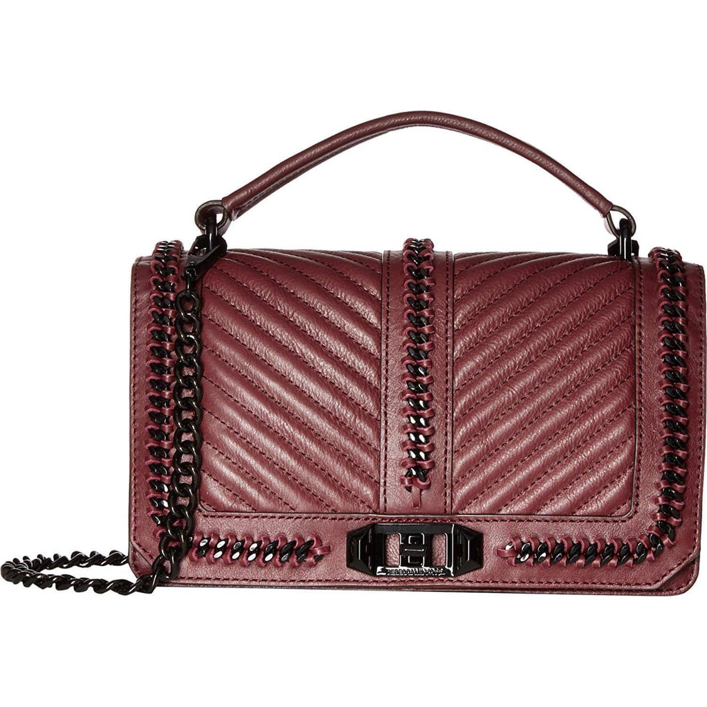 Rebecca Minkoff-Rebecca Minkoff Love Chain Dark Cherry Leather Ladies Crossbody Purse - Brandat Outlet