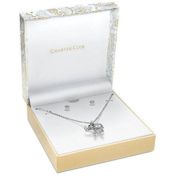 Silver-Tone 2-Pc. Set Crystal Elephant Pendant Necklace & Stud Earrings - Brandat Outlet, Women's Handbags Outlet ,Handbags Online Outlet | Brands Outlet | Brandat Outlet | Designer Handbags Online |